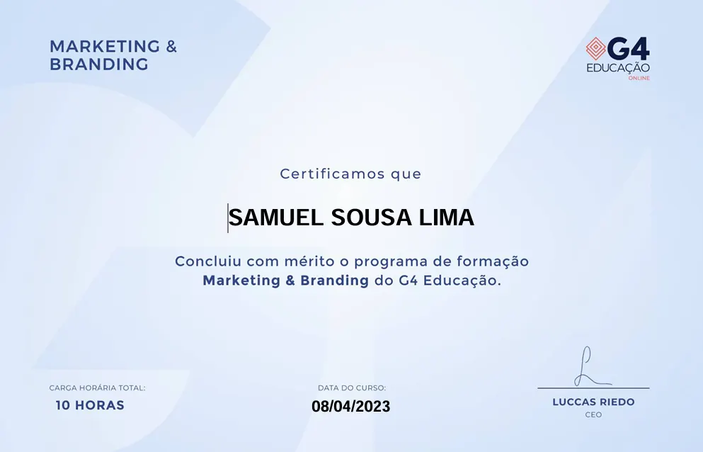 Formação em Marketing e Branding