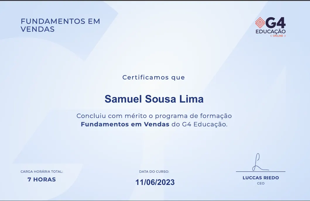 Fundamentos em vendas G4